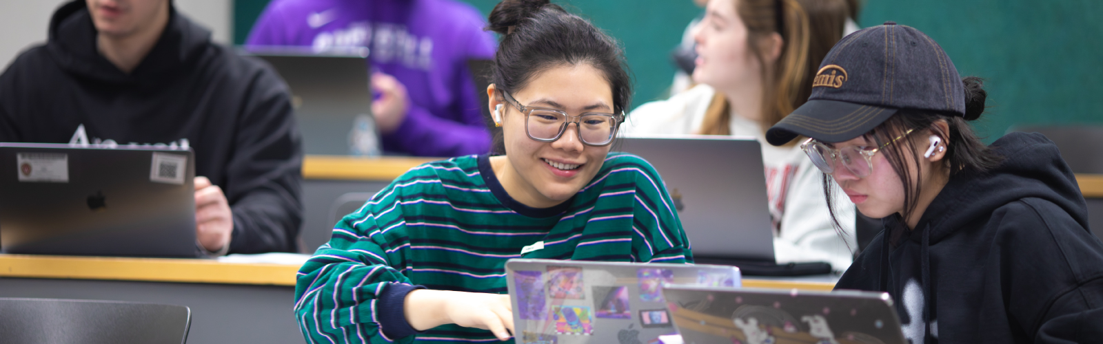 Students listening to each other's podcasts in CA330.